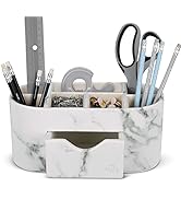 Desk Organizer Marble Faux Leather Organizers For Office Supplies Desk Accessories Pencil Pen Hol...