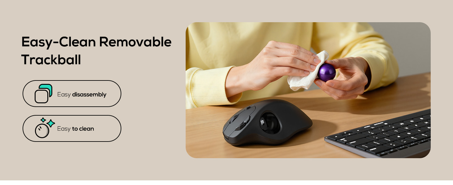Nulea M511 Wireless Trackball Mouse, Rechargeable Ergonomic Thumb-Control Mouse with Tilt Stand