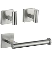PHADSTAR Toilet Paper Roll Holder Stand with 2 Robe Towel Hooks,Wall Mounted Brushed Nickel 3 Pie...