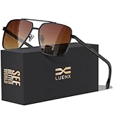 LUENX Polarized Square Aviator Sunglasses for Men,Trendy Retro Oversized Rectangular Frame UV400 ...