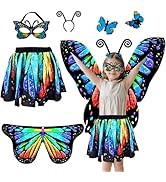 Jackcell Butterfly Wings Costumes with Skirt for Girls, Kids Butterfly Cape Fairy Costume Set,Hal...