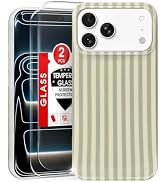 MYY for iPhone 17 Pro Case [with 2X Screen Protector],Cute Striped Phone Case Soft TPU Slim Shock...