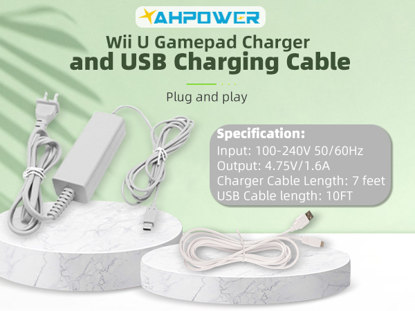 Wii U Gamepad Charger and USB Charging Cable Specifications
