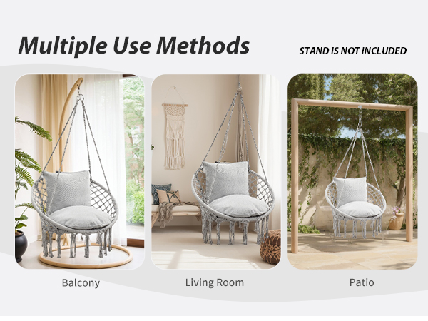 JoyView Macrame Hanging Swing Chair-6