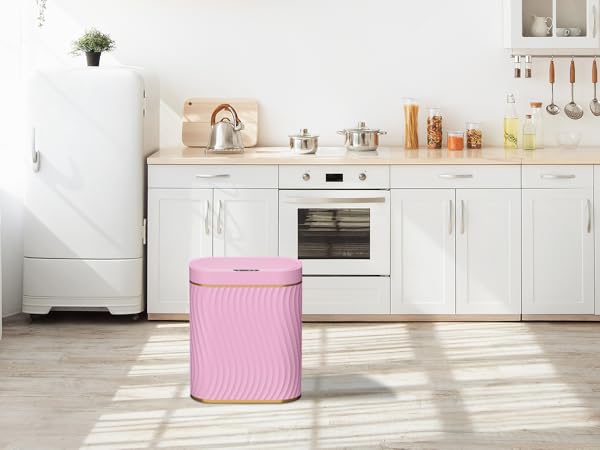 Pink Bathroom Trash can with Automatic Touchless Lid