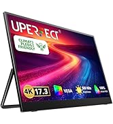 UPERFECT 17.3'' 4K Portable Monitor, 500 Nits 100% AdobeRGB UHD FreeSync HDR IPS 2 Speakers Eye C...