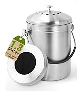 LRYYBTI Countertop Compost Bin Kitchen with Lid and 2 Charcoal Filter for Odorless Composting | S...