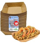 Mr Miracle Paper Food Trays, Kraft Paper. Extra Large (5LB). 100 Pack, Disposable, Recyclable Ser...