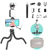 USKEYVISION Flexible Vlog Kit with Flexible Tripod Metal Microphone Video Light Phone Clip for iP...