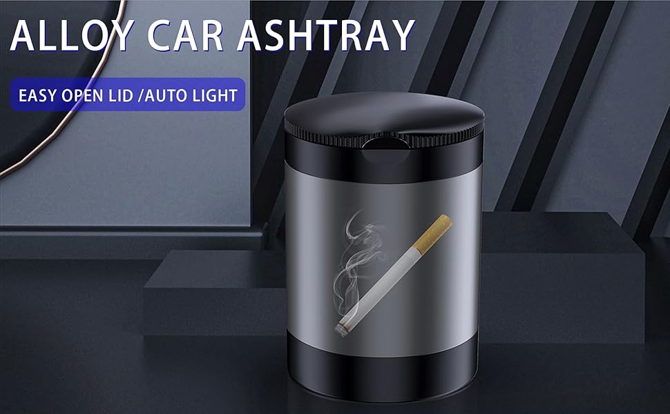 ALLOY CAR ASHTRAY EASY OPEN LID /AUTO LIGHT