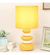 Lampwell Stoney Yellow Ceramic Table Lamp for Living Room as Modern Kids Night Bedside Table Lamp...