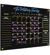 Black Acrylic Calendar Dry Erase for Wall, Family Planner, Monthly Calendar Dry Erase Whiteboard ...