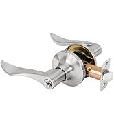 RAFECIEE Lever Door Handle with 3 Keys - Reversible Satin Nickel Entry Lock for Interior/Exterior...