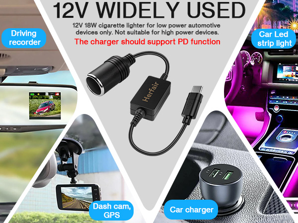 USB C Male to 12V Car Cigarette Lighter