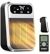 GiveBest Small Plug In Heater, Digital Display Bathroom Heaters for Indoor Use, 800W PTC Ceramic ...