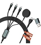 4 in 2 Watch Charger for Galaxy Watch 7/6 Classic/6/5 Pro/5-10FT 100W USB C Multi Charging Cable,...