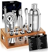 IOV Cocktail Shaker Set Bartender Kit with Stand | Bar Set Drink Mixer Set Includes Martini Shake...