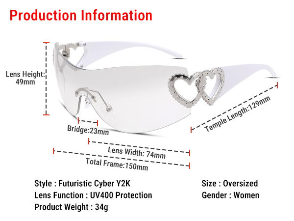 Pro Acme Wrap Around Rimless Sunglasses Women Men