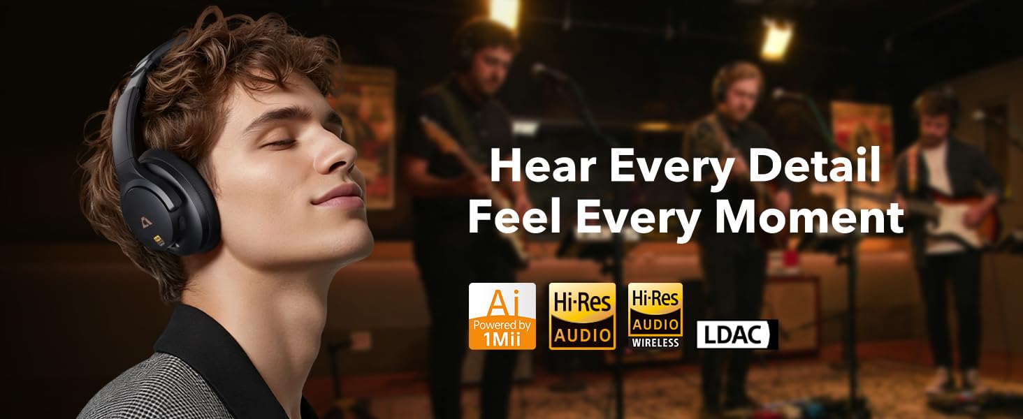 1Mii Y8+ Hybrid Noise Cancelling Headphones Bluetooth 6.0