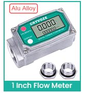 GRYVOZE 1 Inch Digital Fuel Flow Meter, 2.6-26 GPM Inline NPT Turbine Flowmeter with 3/4 in Adapt...