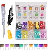 120PCS Car Fuses Assortment Kit with Tester &amp; Puller,Muti-Size Car Fuse Kit Includes 35A/30A/25A/...