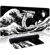 Japanese Wave Dragon Gaming Mouse Pad Large Desk Mat Black Extended Keyboard Mouse Pad Gaming Mou...