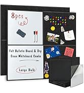 BXI Felt Bulletin Board with Pins &amp; Magnetic Dry Erase Whiteboard Combo, 8 Pcs 12 X 12 X 3/8 Inch...