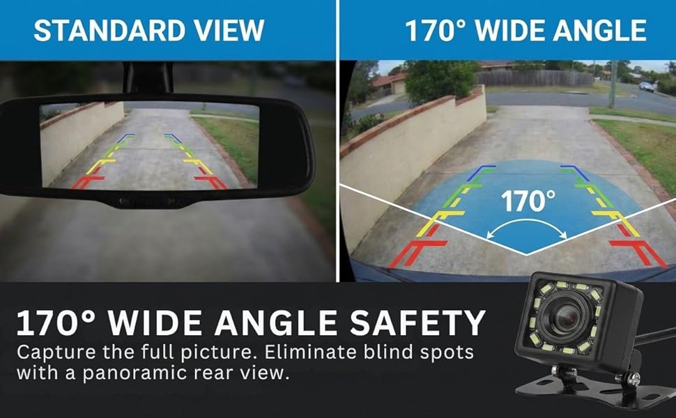 Capture the full picture. Eliminate blind spots with a panoramic rear view 