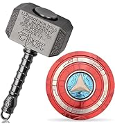 Transformable Fidget Spinner, Metal Hand Hammer Fidgit Toy for Kids Adults, Cool Shield Chain Fin...