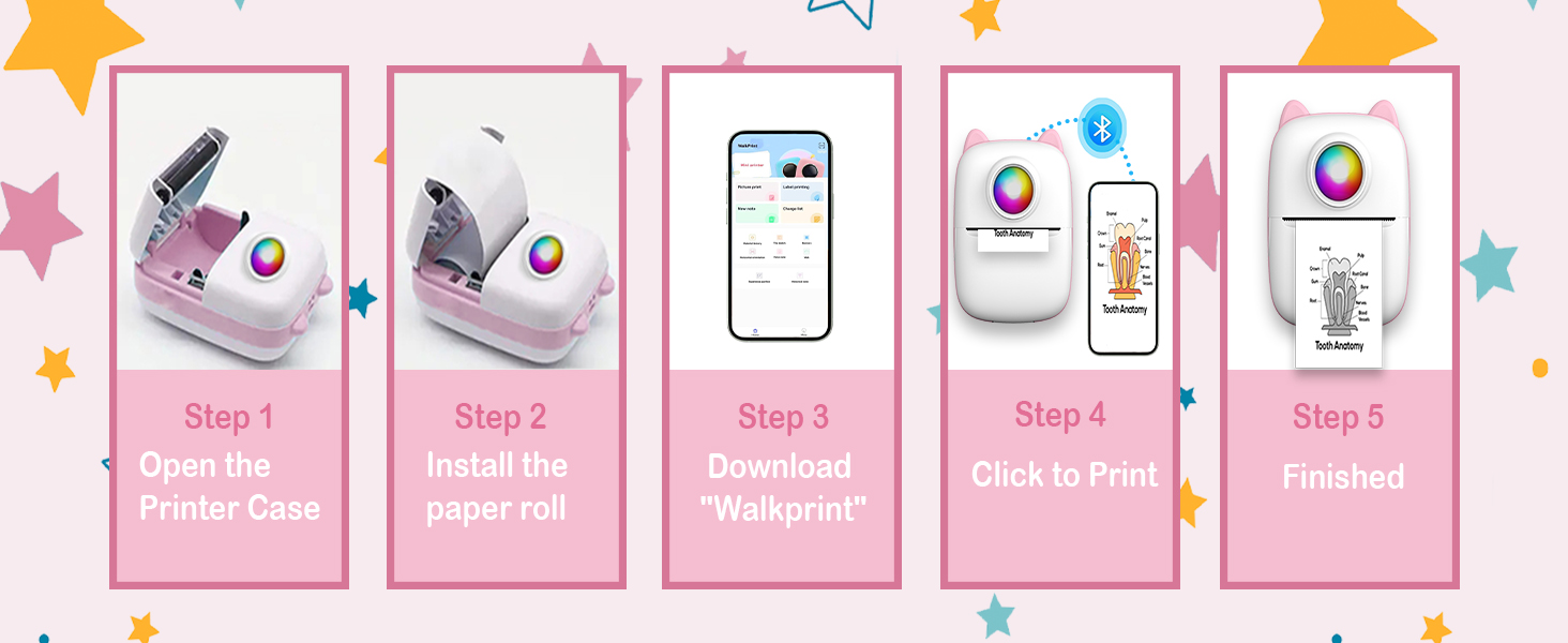 Mini Sticker Printer, Pocket Thermal Sticker Printer Machine, Thermal Bluetooth Sticker Maker
