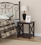 Yaheetech X-Design End Tables Set of 2, Sofa Side Table with Storage Shelf, 2 Tier Side Stand Sma...