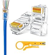 CHZHLM RJ45 Pass Through Connector Cat6a Etnernet Cat6 Ends for 23AWG Gold Plated 100 Packs 8P8C ...