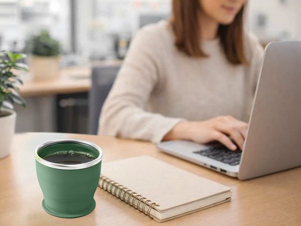 Used as a coffee cup in the office