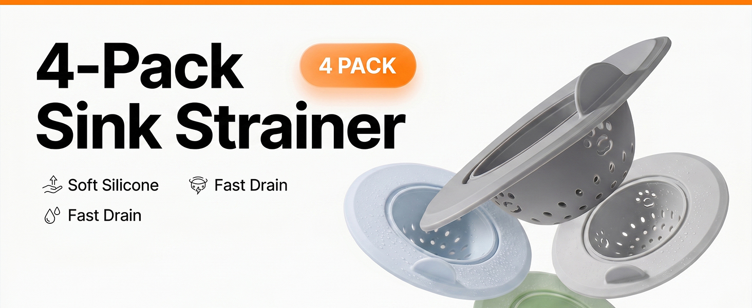  4 PCS Silicone Sink Strainer