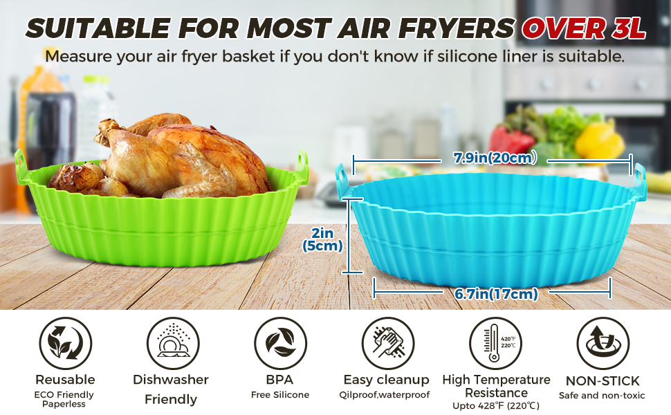 reusable air fryer silicone liners pot baking tray basket airfryer accessories disposable paper