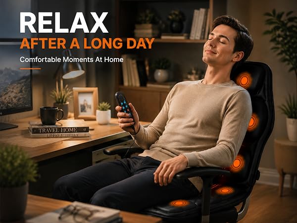 Relax at home with heated massage cushion after work.