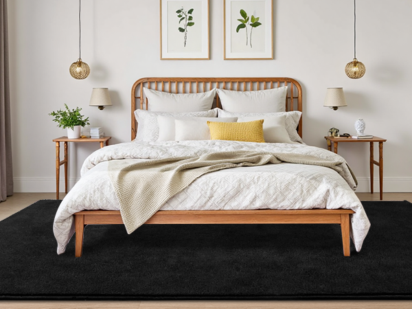 4x6 Washable Area Rugs for Bedroom Living Room Classroom Soft Memory Foam Rug for Kids Carpet Black