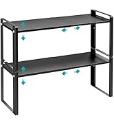 Astrorhine 2 Pack Expandable Kitchen Cabinet Organizer Shelves, 48.5 LBS Stackable Heavy Duty Met...