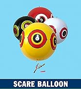 PESTEZE Large 16 Inch Yellow, Red, White &amp; Black Bird Scare-Eye Balloon Deterrents [4 Pack Multi-...