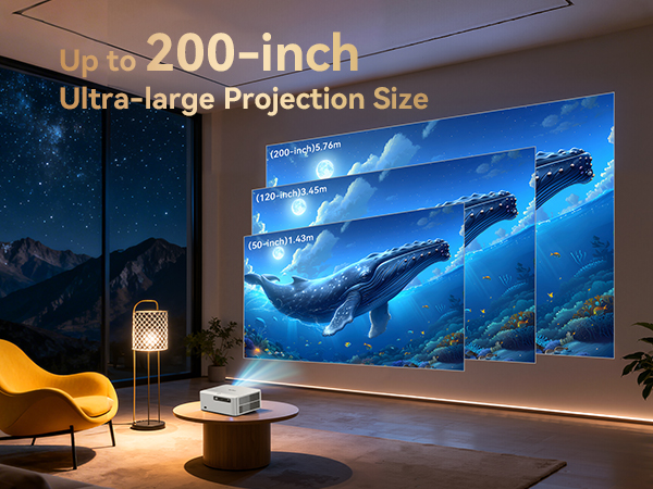 Projector, projector with wifi and bluetooth, 4k projector, movie projector, projector for bedroom