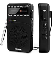 PRUNUS J-166 Portable Radio AM FM, Battery Operated Radio with Tuning Light, Back Clip, Excellent...