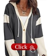 SHEWIN Oversized Sweatshirt For Women Casual Long Sleeve Button Down Hoodies Womens Fall Fashion ...