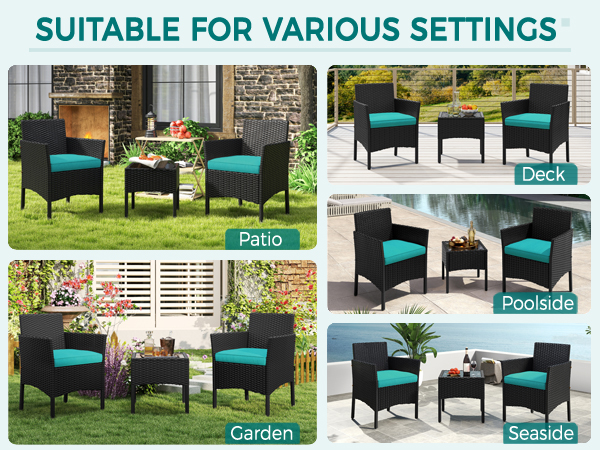 3-Piece Rattan Furniture Set