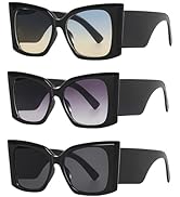 NLEYANB Oversized Big Square Y2K Cat Eyes Designer Trend Fashion Summer Party Sunglasses for Unis...