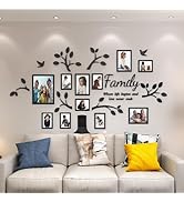 Vaabee Family Tree Picture Frames Collage Wall Decor Home Decorations Acrylic DIY 3D Stickers Pho...