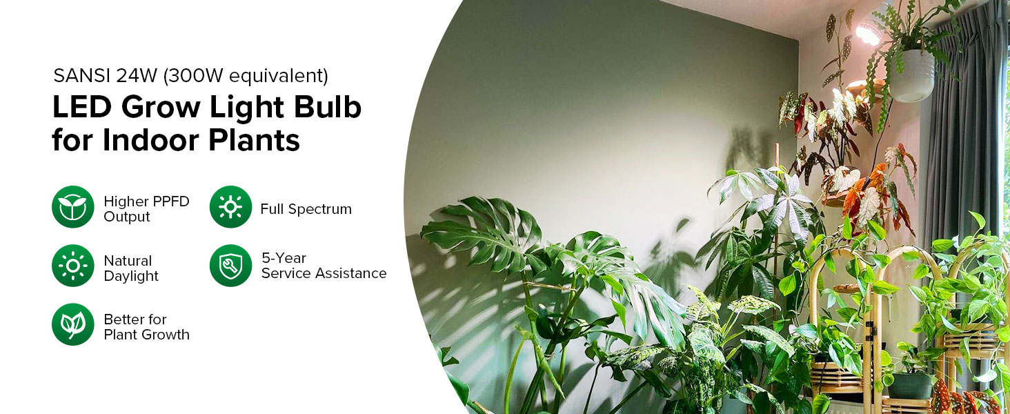 sansi 24w led grow light bulbs for indoor plants