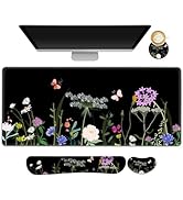 Lauspuck Desk Mat, Gaming Mouse Pad Wrist Rest Support Weeds, XXL Large Mousepad + Keyboard Wrist...