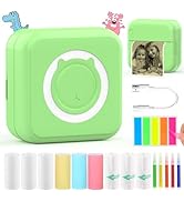 HuiJuKeJi Inkless Sticker Printer for iOS&amp;Android Mini Thermal Printer with 10 Rolls Thermal Pape...