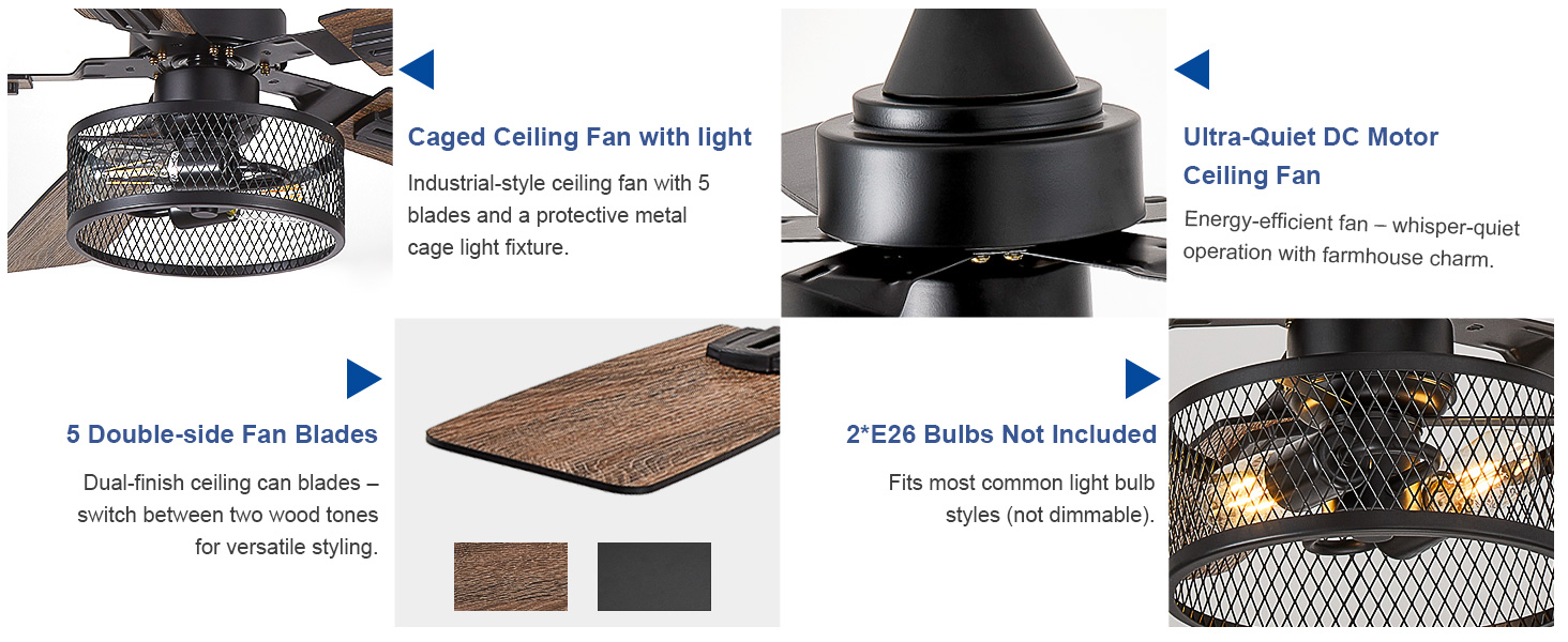42 inch ceiling fan with light farmhouse
