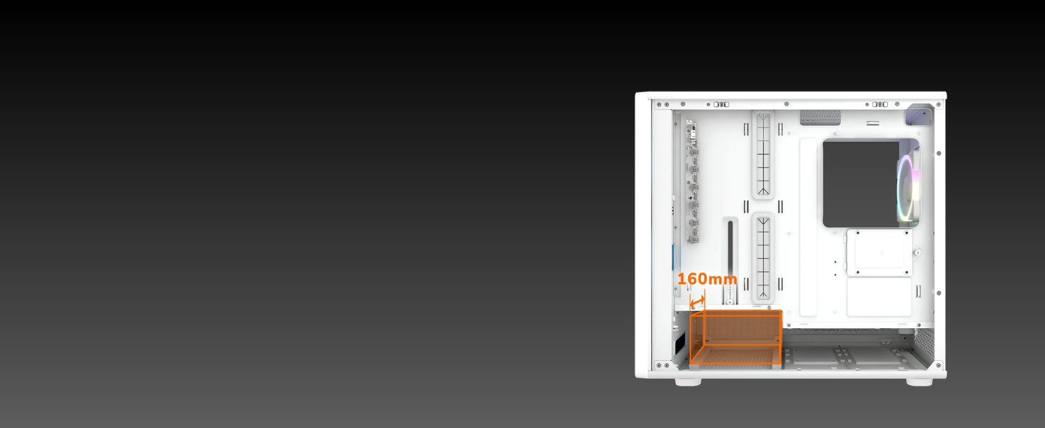 Supports PSUs up to 160mm in length.